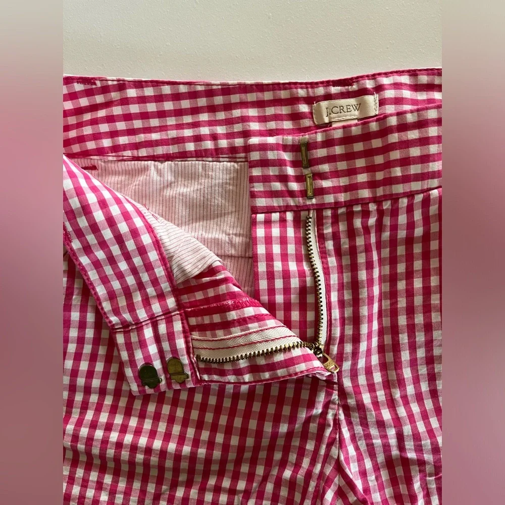 J.Crew pink and white gingham checked shorts, size 2